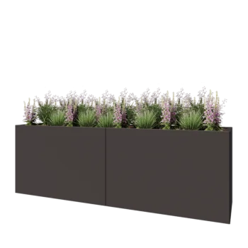 Čelična tegla za cvijeće XXL - Pravokutnik - 240 x 60 x 80 cm - RAL7016 mat (antracit siva) - S donjom pločom
