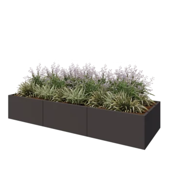 Čelična tegla za cvijeće XXL - Pravokutnik - 300 x 100 x 50 cm - RAL7016 mat (antracit siva) - Bez donje ploče
