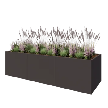 Čelična tegla za cvijeće XXL - Pravokutnik - 300 x 100 x 80 cm - RAL7016 mat (antracit siva) - Bez donje ploče