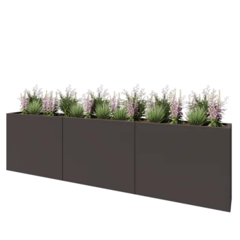 Čelična tegla za cvijeće XXL - Pravokutnik - 300 x 30 x 80 cm - RAL7016 mat (antracit siva) - Bez donje ploče