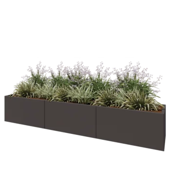Čelična tegla za cvijeće XXL - Pravokutnik - 300 x 50 x 50 cm - Druga RAL boja - S donjom pločom