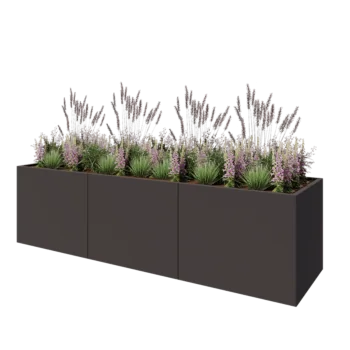 Čelična tegla za cvijeće XXL - Pravokutnik - 300 x 80 x 80 cm - RAL7016 mat (antracit siva) - Bez donje ploče