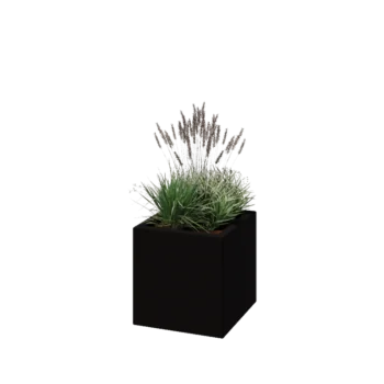 Stakloplastična tegla za cvijeće - Kvadrat - 40 x 40 x 40 cm - RAL9005 mat (crna) - S dnom