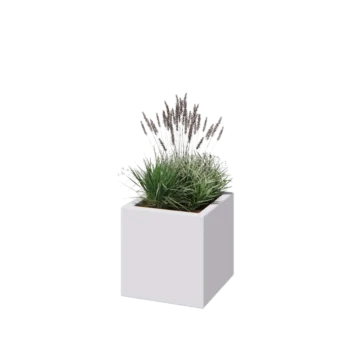 Stakloplastična tegla za cvijeće - Kvadrat - 40 x 40 x 40 cm - RAL9010 mat (bijela) - S dnom