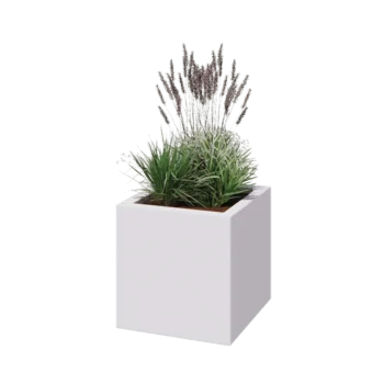 Stakloplastična tegla za cvijeće - Kvadrat - 50 x 50 x 50 cm - RAL9010 mat (bijela) - S dnom