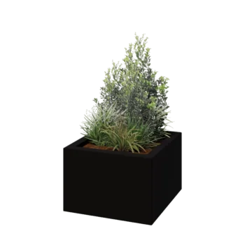 Stakloplastična tegla za cvijeće - Kvadrat - 60 x 60 x 40 cm - RAL9005 mat (crna) - S dnom