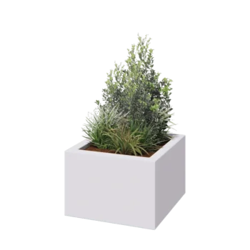 Stakloplastična tegla za cvijeće - Kvadrat - 60 x 60 x 40 cm - RAL9010 mat (bijela) - S dnom