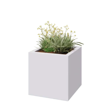 Stakloplastična tegla za cvijeće - Kvadrat - 60 x 60 x 60 cm - RAL9010 mat (bijela) - S dnom