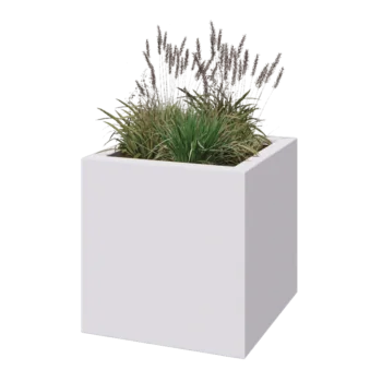 Stakloplastična tegla za cvijeće - Kvadrat - 70 x 70 x 70 cm - RAL9010 mat (bijela) - S dnom