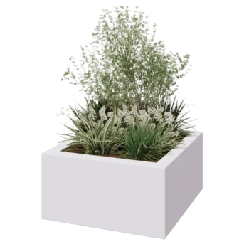 Stakloplastična tegla za cvijeće - Kvadrat - 80 x 80 x 40 cm - RAL9010 mat (bijela) - S dnom