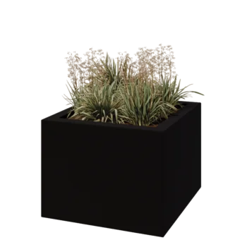 Stakloplastična tegla za cvijeće - Kvadrat - 80 x 80 x 60 cm - RAL9005 mat (crna) - S dnom