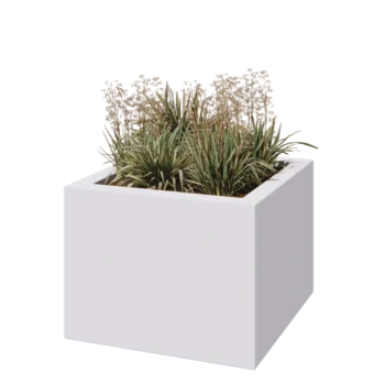 Stakloplastična tegla za cvijeće - Kvadrat - 80 x 80 x 60 cm - RAL9010 mat (bijela) - S dnom