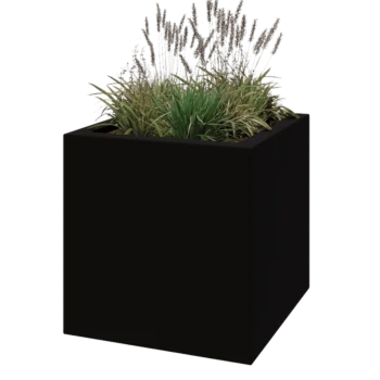 Stakloplastična tegla za cvijeće - Kvadrat - 80 x 80 x 80 cm - RAL9005 mat (crna) - S dnom