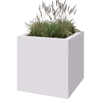 Stakloplastična tegla za cvijeće - Kvadrat - 80 x 80 x 80 cm - RAL9010 mat (bijela) - S dnom