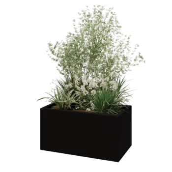 Stakloplastična tegla za cvijeće - Pravougaonik - 80 x 40 x 40 cm - RAL9005 mat (crna) - S dnom
