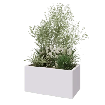 Stakloplastična tegla za cvijeće - Pravougaonik - 80 x 40 x 40 cm - RAL9010 mat (bijela) - S dnom