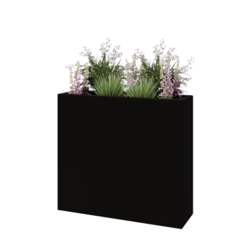 Stakloplastična tegla za cvijeće - Pravougaonik - 90 x 25 x 80 cm - RAL9005 mat (crna) - S dnom