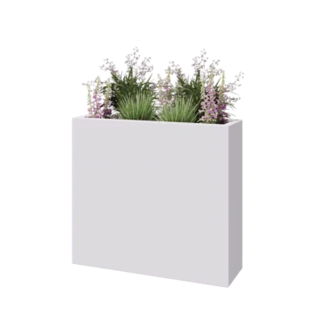 Stakloplastična tegla za cvijeće - Pravougaonik - 90 x 25 x 80 cm - RAL9010 mat (bijela) - S dnom