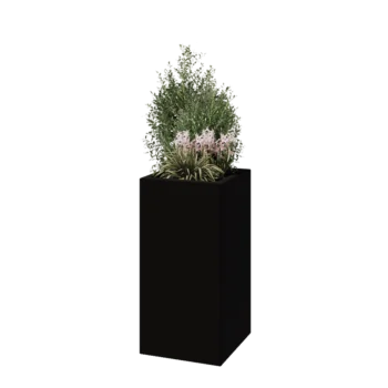 Stakloplastična tegla za cvijeće - Kvadrat - 40 x 40 x 80 cm - RAL9005 mat (crna) - S dnom