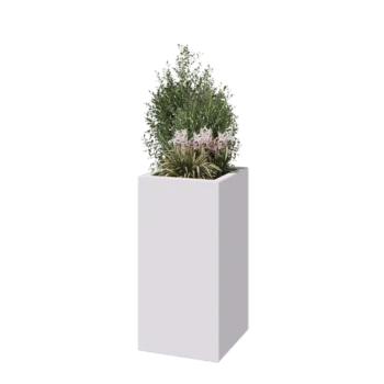 Stakloplastična tegla za cvijeće - Kvadrat - 40 x 40 x 80 cm - RAL9010 mat (bijela) - S dnom