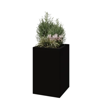 Stakloplastična tegla za cvijeće - Kvadrat - 50 x 50 x 80 cm - RAL9005 mat (crna) - S dnom