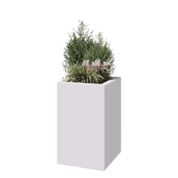 Stakloplastična tegla za cvijeće - Kvadrat - 50 x 50 x 80 cm - RAL9010 mat (bijela) - S dnom