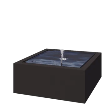 Aluminijski stol s vodom - Lyra - 100 x 100 x 40 cm - RAL9005 mat (crna) - S LED osvjetljenjem