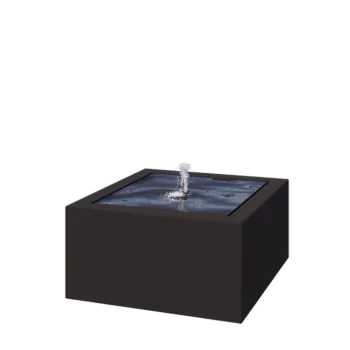 Aluminijski stol s vodom - Lyra - 80 x 80 x 40 cm - RAL9005 mat (crna) - S LED osvjetljenjem